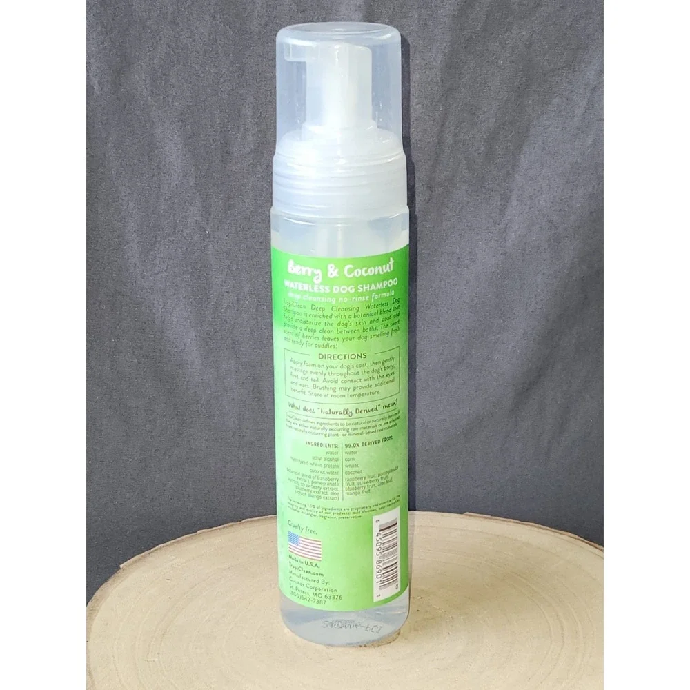 TropiClean‎ Waterless Dog Shampoo Deep Cleaning Berry Coconut 7.4 oz/220ml~NEW
